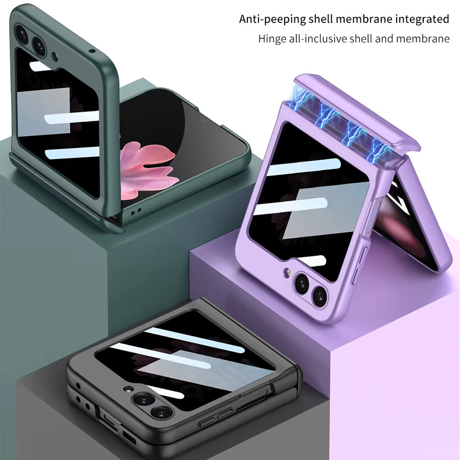 Magnetische Hartschalen-Handyhülle mit Sichtschutz-Schutzfolie und Scharnierschutz für Samsung Galaxy Z Flip 7 in Lila - Bild 5