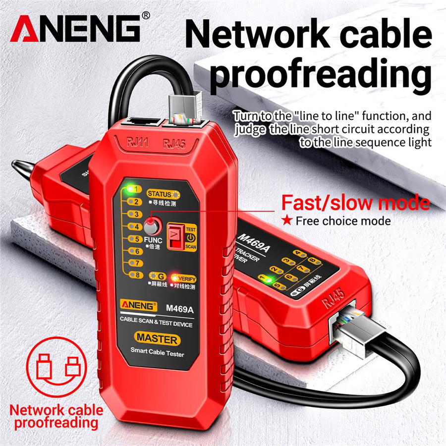 ANENG M469A Netzwerkkabeltester RJ45/RJ11 Wire Tracker in Schwarz - Bild 7