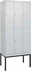 C+P Doppelstock-Spind Classic PLUS mit 3 Abteilen, Lichtgrau, H x B x T: 212 x 90 x 50 cm - Bild 1