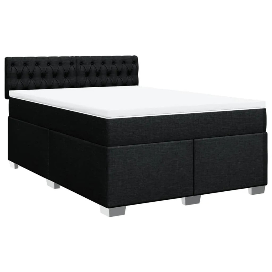 vidaXL Boxspringbett mit Matratze in Schwarz und Weiß, Hybrid-Design mit USB-Ladeport und Unterbettbeleuchtung, B/T/H: 140 x 190 x 100,5 cm - Bild 2
