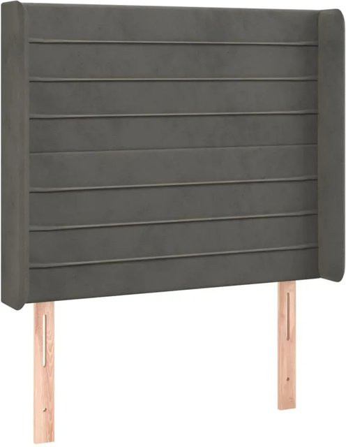 vidaXL LED Kopfteil aus Samt in Dunkelgrau mit USB-Ladeport und integrierter Beleuchtung, B: 103 cm, T: 16 cm, H: 118-128 cm - Bild 1