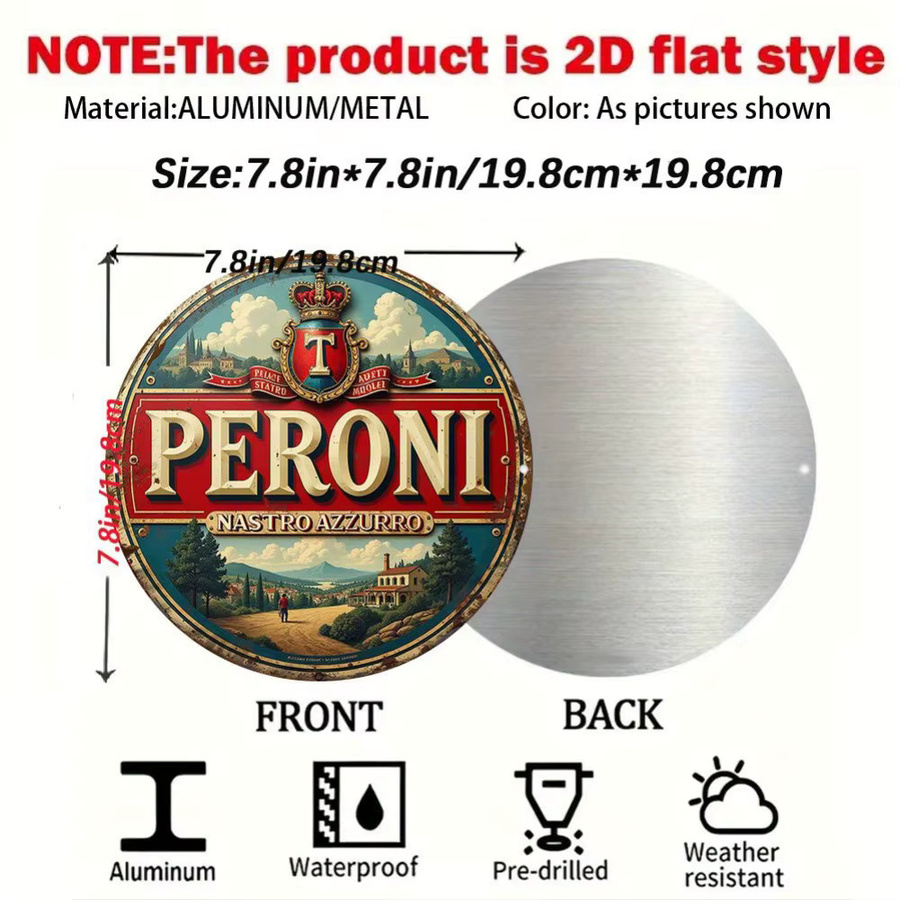 Peroni Bier Logo Wandkunst aus Metall als dekoratives Schild für die Wand - Bild 2
