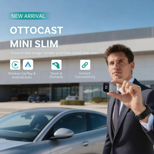 Ottocast Mini Slim Wireless CarPlay und Android Auto Adapter in Schwarz oder Silber mit Bluetooth und Wi-Fi - Bild 1