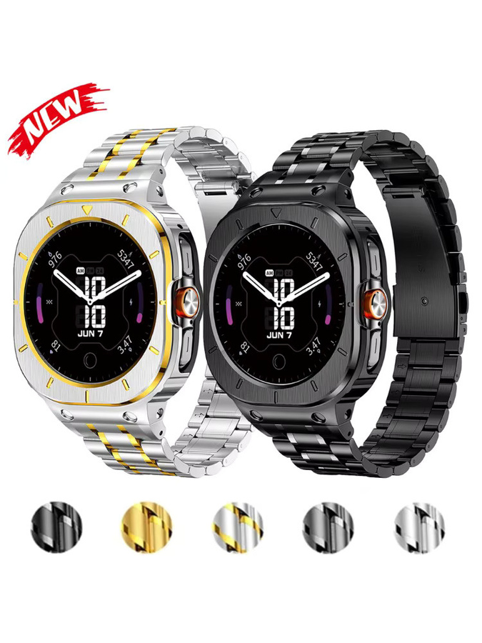 CAOWTAN Uhrenarmband Edelstahl, Schwarz, Unisex, für Samsung Galaxy Watch Ultra 47mm - Bild 5