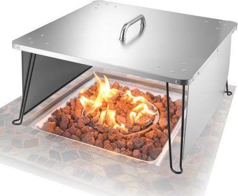 VEVOR Feuerstelle Deckel aus Edelstahl für Outdoor und Camping, quadratisch, B/T/H: 64,5 x 64,5 x 37 cm - Bild 1