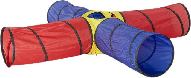 Relaxdays Spieltunnel Pop Up, XXL, Rot Blau Gelb - Bild 1
