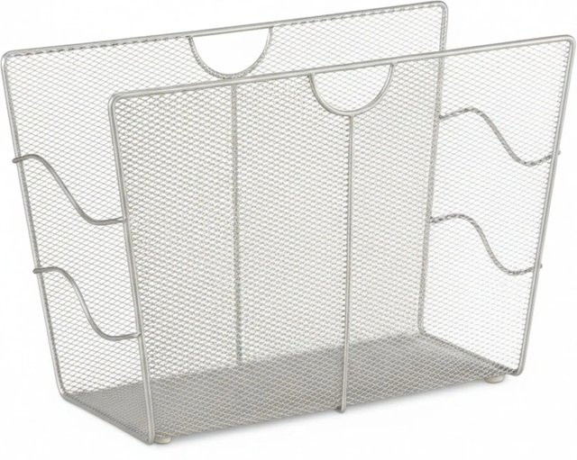 Relaxdays Zeitungsständer aus Metall in Silber mit Tragegriffen, B/T/H: 39 x 27 x 17 cm - Bild 1