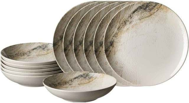 Ritzenhoff & Breker Tafelservice Arezzo 12er Set aus Keramik in Weiß - Bild 1