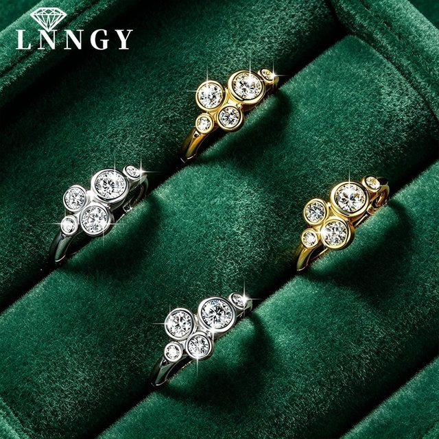 Lnngy Creolen-Ohrringe, 14 Karat Gold gefüllt, Moissanit, Damen - Bild 1