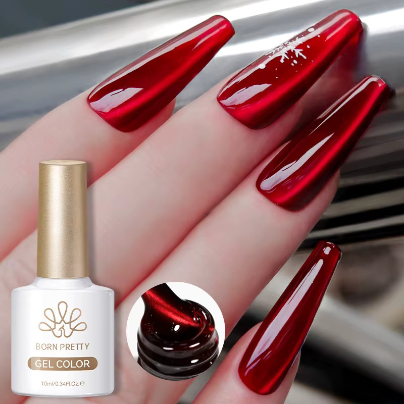 BORN PRETTY Gel-Nagellack, roter Rubin-Katze, 10 ml, schimmernd - Bild 4