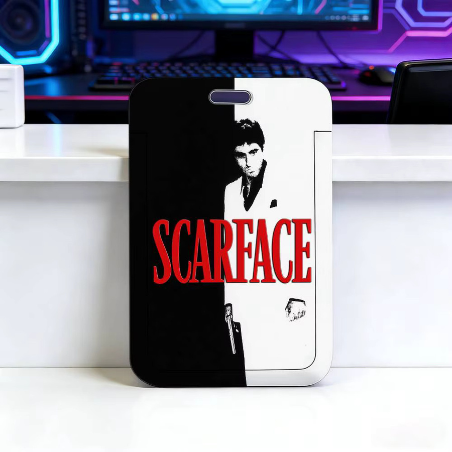S-Scarface 1983 Premium Ausweishalter mit Lanyard und langlebiger Kartenhülle aus Kunststoff für Mitarbeiter und Profis - Bild 5