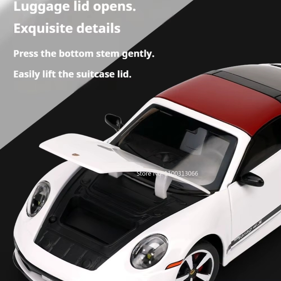 MAKEDA 911 Targa Macan, Spielzeugauto, 1:32, Druckguss-Legierungsmodell, mit öffnenden Türen, Vorderrad-Lenkung, Gummireifen - Bild 4