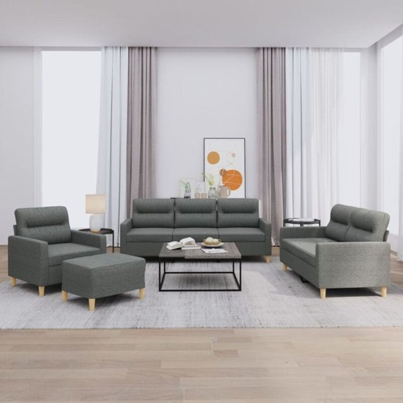4-tlg. Sofagarnitur vidaXL in Anthrazit aus Stoff und Metall mit Kissen im modernen Design - Bild 1