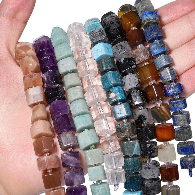 Steinperlen Amethyst Rosenquarz Apatit Prehnit Jade Achat, 9-13mm - Bild 1