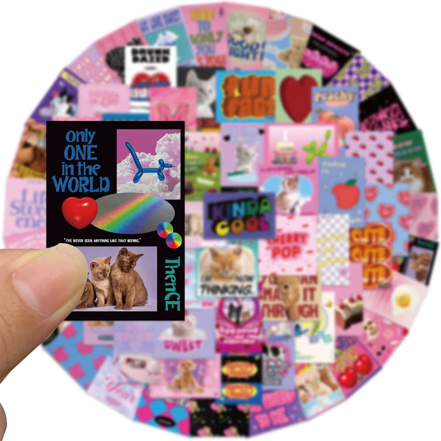 65 Stück Vintage Aufkleber für Scrapbook und Skateboard in Rosa und Multicolour von BulingBulingStickers Store - Bild 1