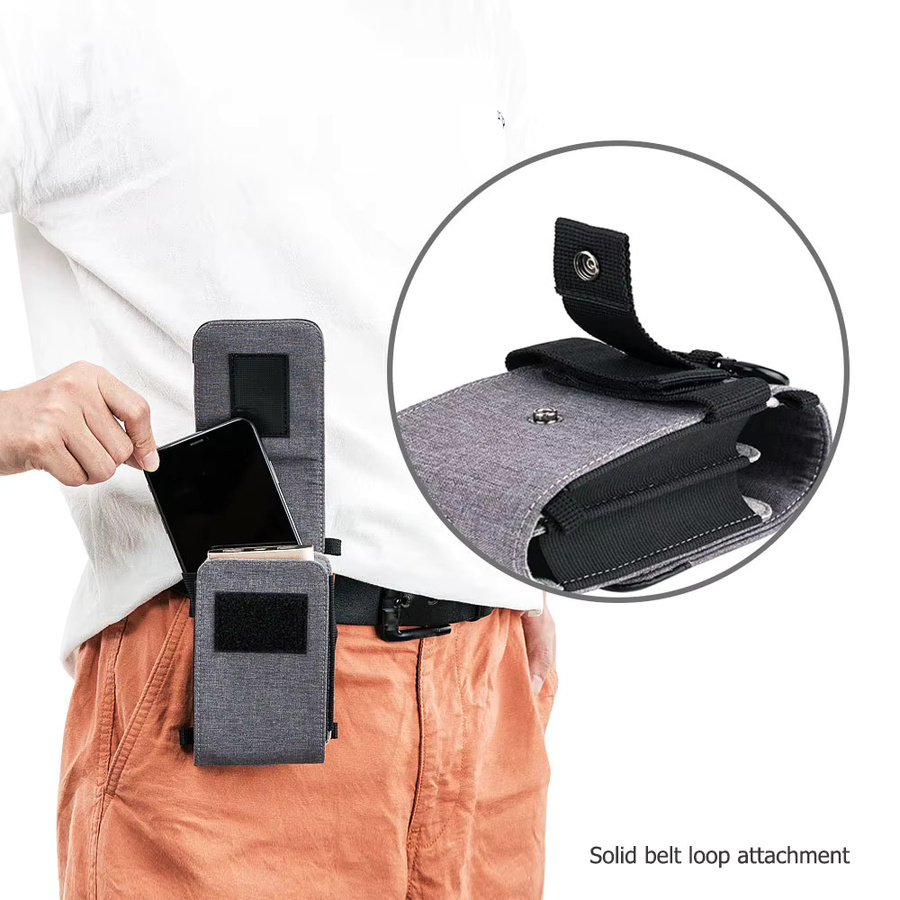 KIWIFOTOS Dual-Layer Smartphone-Tasche mit Schultergurt und Kartenfach für iPhone 15 14 13 in Grau - Bild 3