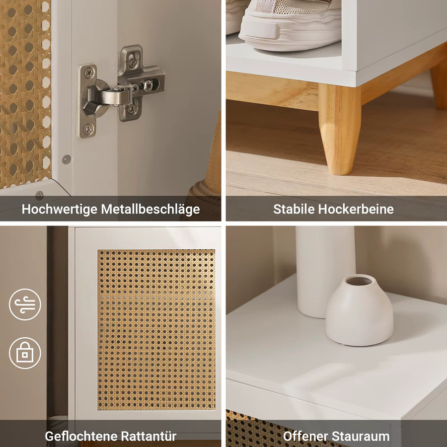 SoBuy Schuhbank FSR128 mit Gitteroptik und Stauraum in Weiß für das Kinderzimmer, B/T/H: 150 x 35 x 35 cm - Bild 5