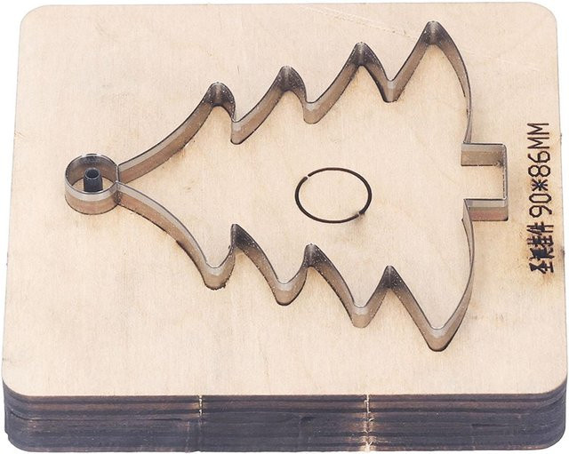 Koogeelife Leder-Stanzform Weihnachtsbaum aus legiertem Stahl und Birkenholz in Beige - Bild 1