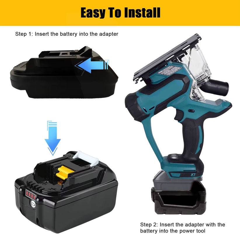 XMSJ Batterieadapter für Einhell 18V Li-Ionen-Akkus als Konverter für Makita 18V Akku-Elektrowerkzeuge, Schwarz - Bild 3