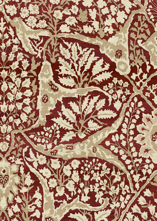 Lewis & Wood Tapete Alhambra 100 Garnet in Rot mit floralem und orientalischem Design - Bild 1