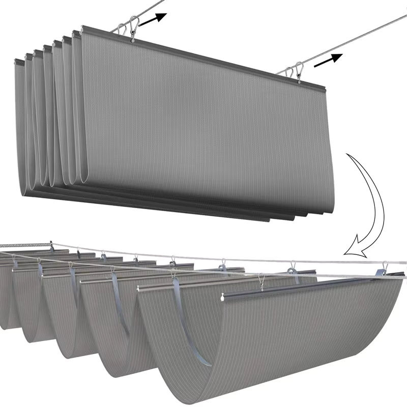 Wasserdichte Outdoor Pergola Wave Shade Canopy Markise aus UV-beständigem Gewebe in Grau - Bild 2