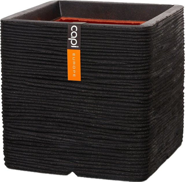 Capi Pflanztopf Nature Rib Quadrat Riffel Schwarz B/T/H: 30 x 30 x 30 cm - Bild 1