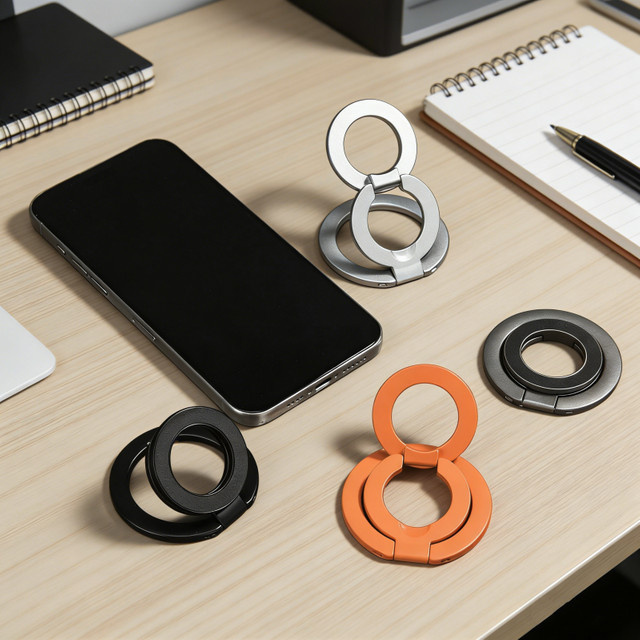 WSSHE Magnetischer Ring-Handyständer in Grau, Tragbare Faltbare Telefonhalterung für die seitliche Befestigung - Bild 1