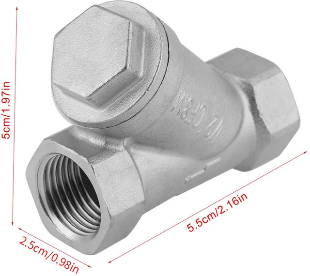 Neoglint Y-Typ Siebfilter aus Edelstahl mit DN15 1/2 PT Gewinde für Wasser und Gas in Silber und Weiß - Bild 1