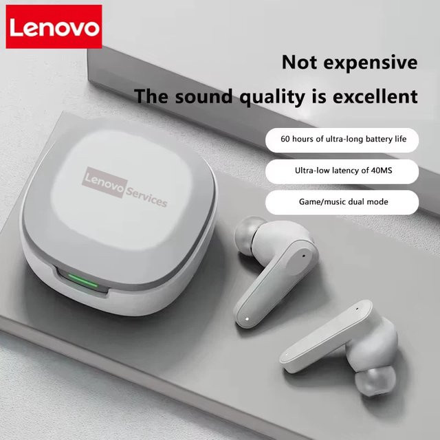 Lenovo A98 Wireless Earbuds Bluetooth 5.4 In-Ear Kopfhörer mit Noise Cancelling und Mikrofon, wasserfest, in Schwarz oder Weiß - Bild 1