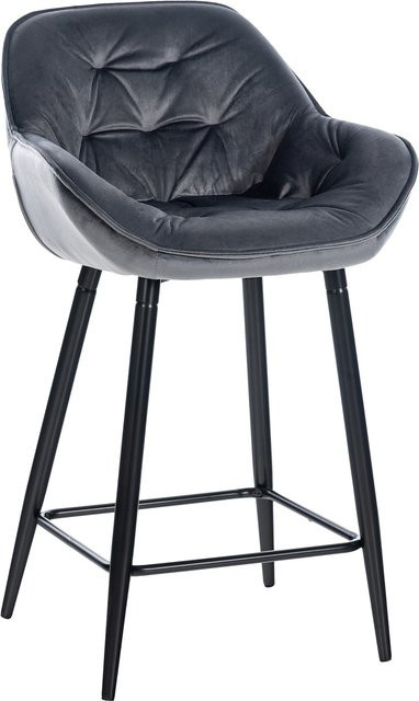 CLP Barhocker Gibson gepolsterter Tresenstuhl aus Samt in Grau mit Sitzhöhe 76 cm - Bild 1