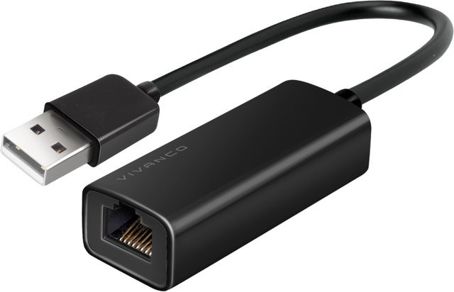 Vivanco USB-A LAN-Adapter in Schwarz, 0,10 m - Bild 1
