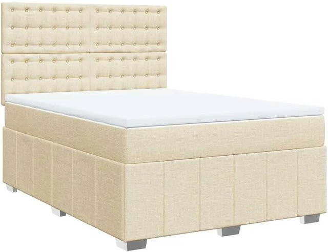 vidaXL Boxspringbett Hybrid mit Matratze und Taschenfederkern in Creme, B/T: 140 x 190 cm - Bild 1