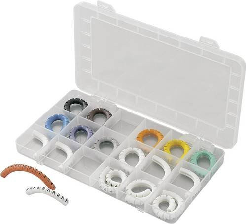 TRU Components ECMKS-2 Kennzeichnungsclip Set mit Aufdruck 0-9, L, N, R, S, T, PE, +, - in Multicolor für Außendurchmesser 2 bis 5 mm - Bild 1