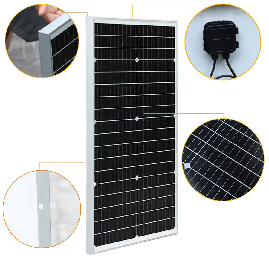 xinpuguang 12V Solarpanel mit gehärtetem Glas und Monozellen in Schwarz für Camper, RV, Boot oder Zuhause - Bild 4
