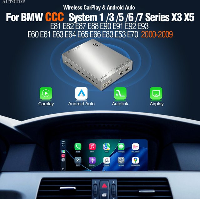 AUTOTOP Kabelloser CarPlay und Android Auto Decoder in Silber für BMW CIC und CCC Systeme (Serie 1 2 3 4 5 6 7 sowie X1 X3 X4 X5 X6) - Bild 1