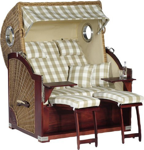 SUNNY SMART Strandkorb Rustikal 500 Plus Dreiviertellieger in braun/mahagoni und beige, B/H/T: 140 x 160 x 95 cm - Bild 1