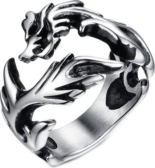 VQYSKO Drachen Ring, Edelstahl, Silber, Herren, Punk - Bild 1