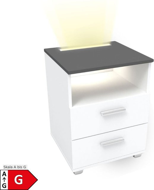 Nachtkonsole Mila Nachttisch mit dimmbarer LED-Beleuchtung in Anthrazit Matt - Bild 1