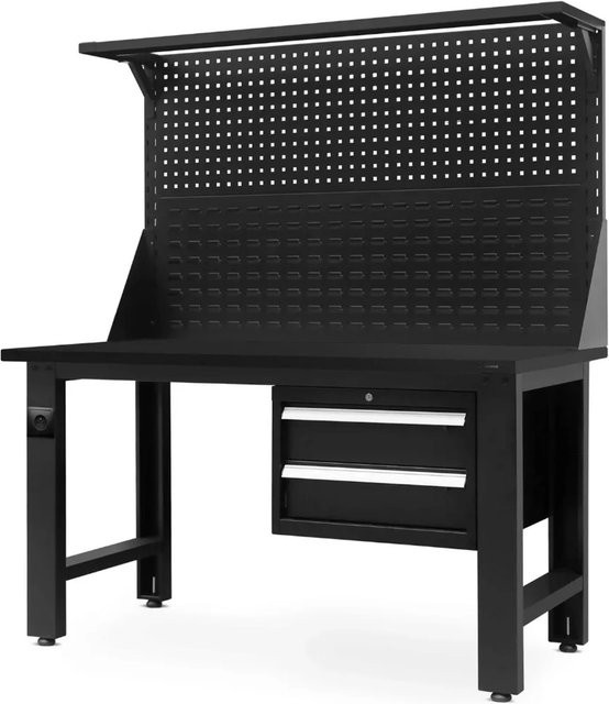 DELUKE Werkbank für Profis aus Stahl und laminierter Platte, Schwarz, B/T/H: 170 x 150 x 75 cm - Bild 1
