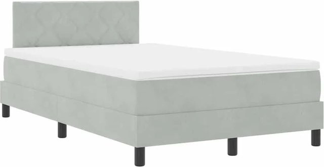 vidaXL LED Boxspringbett mit Matratze Hellgrau Samt B/T: 120 x 190 cm - Bild 1