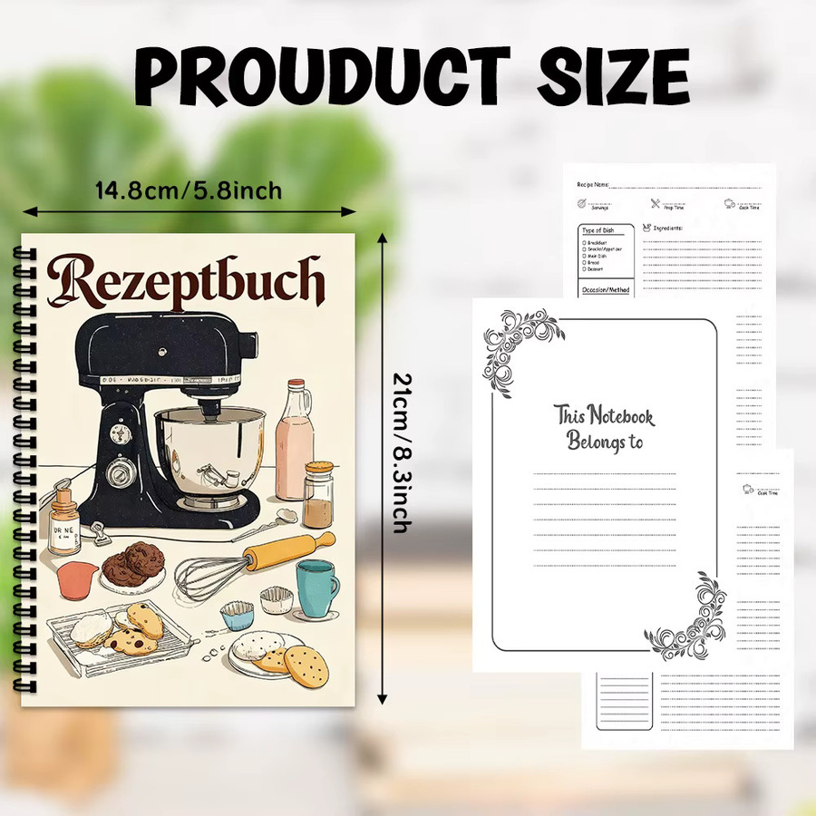 Ästhetisches Rezept-Spiralnotizbuch als Familien-Rezeptbuch und Mahlzeitenplaner mit leeren Seiten in A5 - Bild 3
