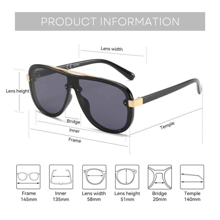 ZENOTTIC Sonnenbrille, quadratisch, Vollrand, Kunststoff, Damen - Bild 4