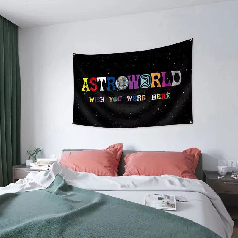 VIKAMA Astroworld Wish You Were Here Wandteppich, Hip-Hop Wandbehang in Multicolour, B: 60 cm, H: 40 cm - Bild 2