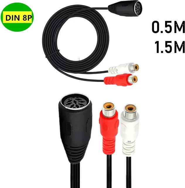 BSN Audiokabel DIN 8-Pin-auf-2RCA mit 8-Pin-DIN-Buchse und 2-RCA-Buchse für Musikinstrumente und Audiogeräte - Bild 1