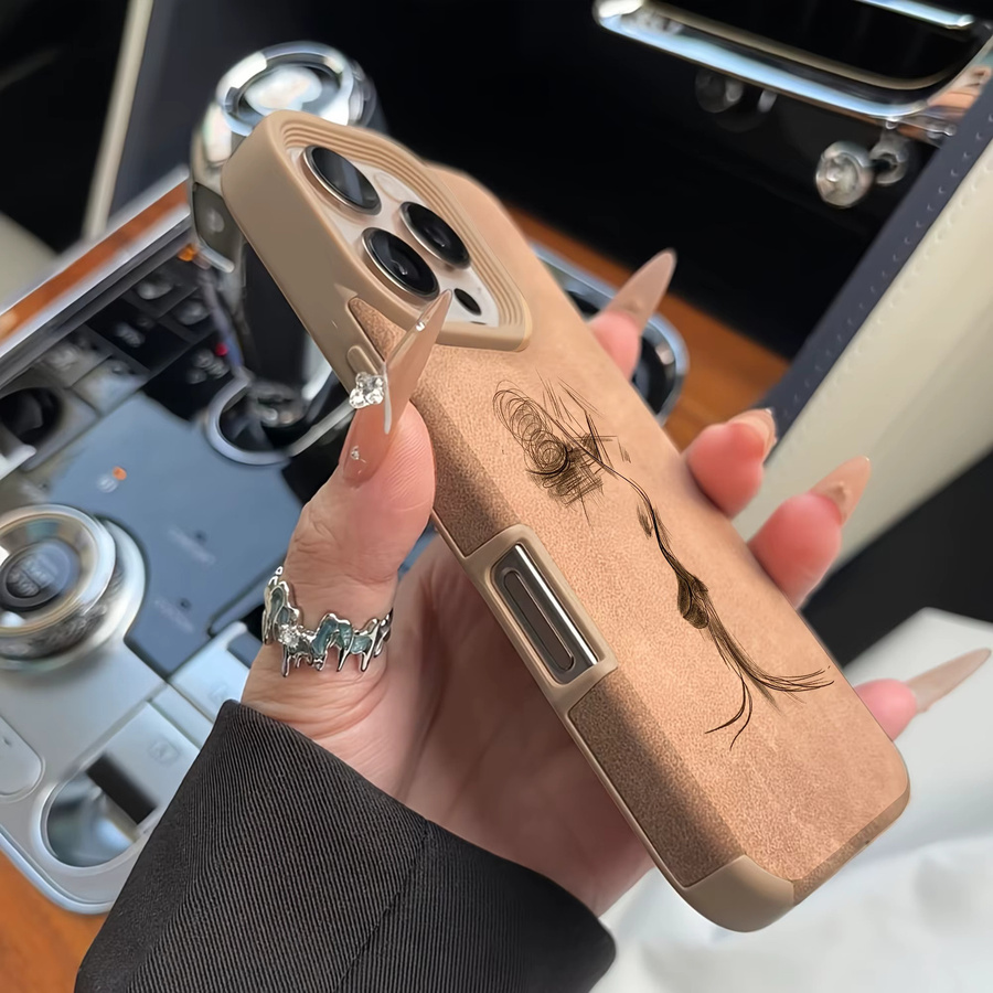 Strukturierte TPU-Handyhülle mit Lover's Kiss-Muster für Apple iPhone 11 bis iPhone 17 Air Pro Max Serie in Braun - Bild 2