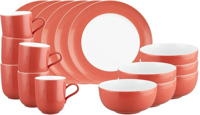Seltmann Weiden Frühstücks-Set Liberty Pure Colors aus Porzellan, 18er Set, Rot - Bild 1