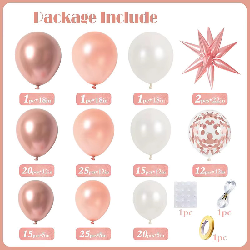 YAYB Ballonbogen-Set mit 140 Teilen in Rose Gold und Pink für Hochzeit, Valentinstag und Party-Dekoration - Bild 2