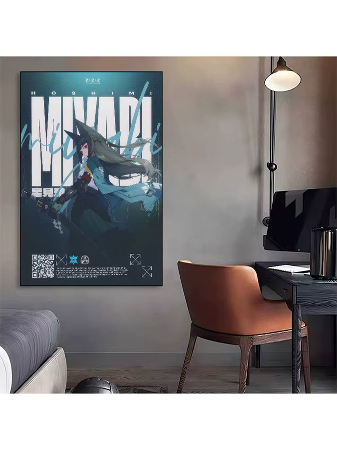 Hoshimi Miyabi Z-Zenless Zone Zero Wandposter als wasserfester Papieraufkleber in Weiß und Multicolour - Bild 6