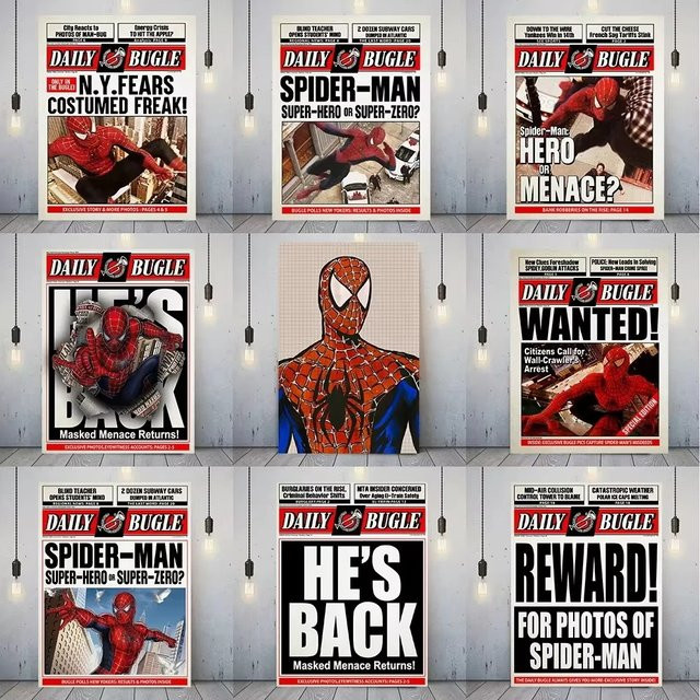 Marvel Spiderman Poster HE'S BACK Comic Wandkunst aus Papier, Mehrfarbig - Bild 1