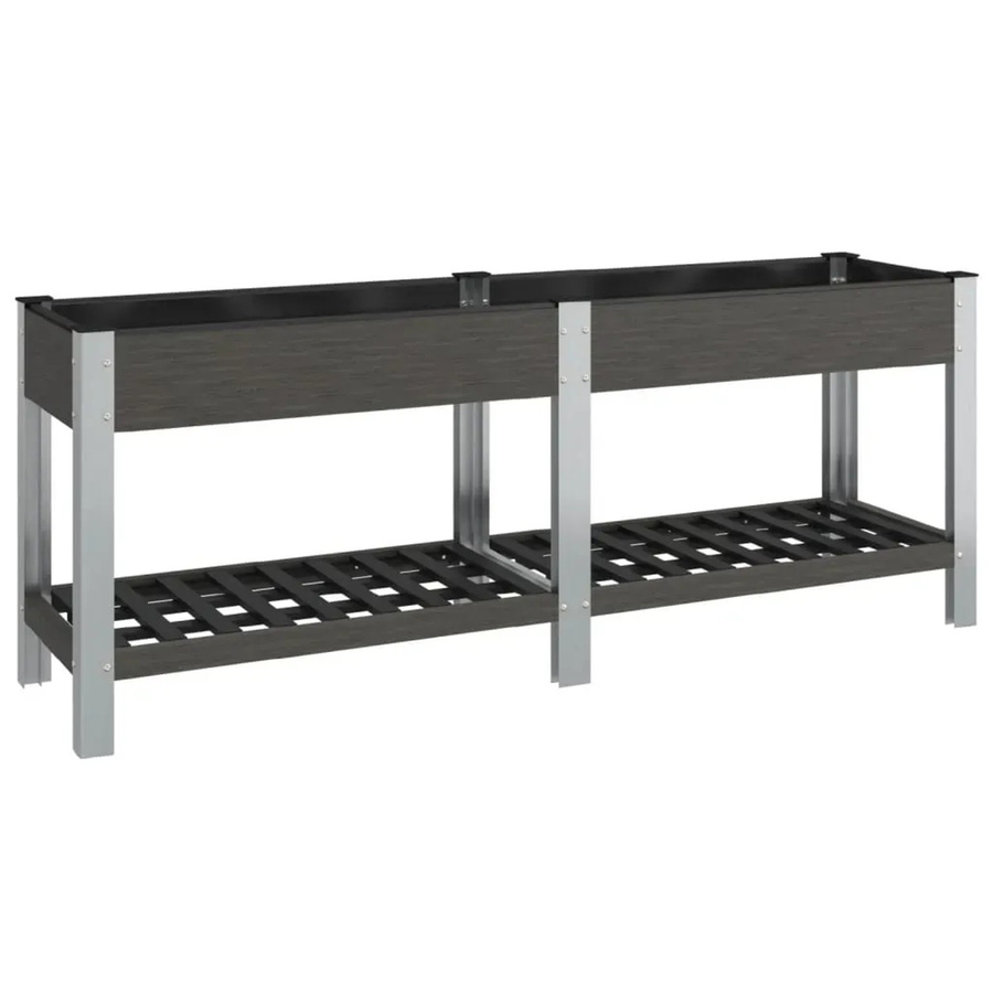 furnicato Garten-Hochbeet aus WPC mit Ablage in Grau, B/T/H: 200 x 50 x 75 cm - Bild 2